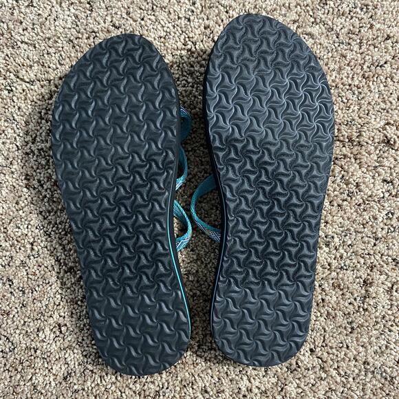 Teva Sandals Womens Size 9 Black Blue Webbing Slip On Slide Lightweight Comfort - Picture 4 of 5